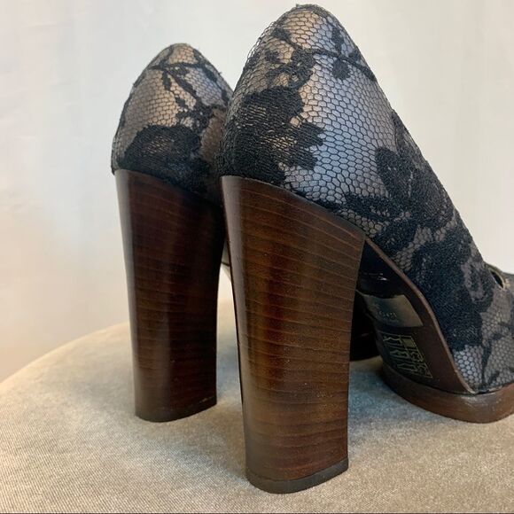 TOM Ford for Gucci Black and Gray Lace Silk Platform Heels Sz 35🔥 - Picture 8 of 14